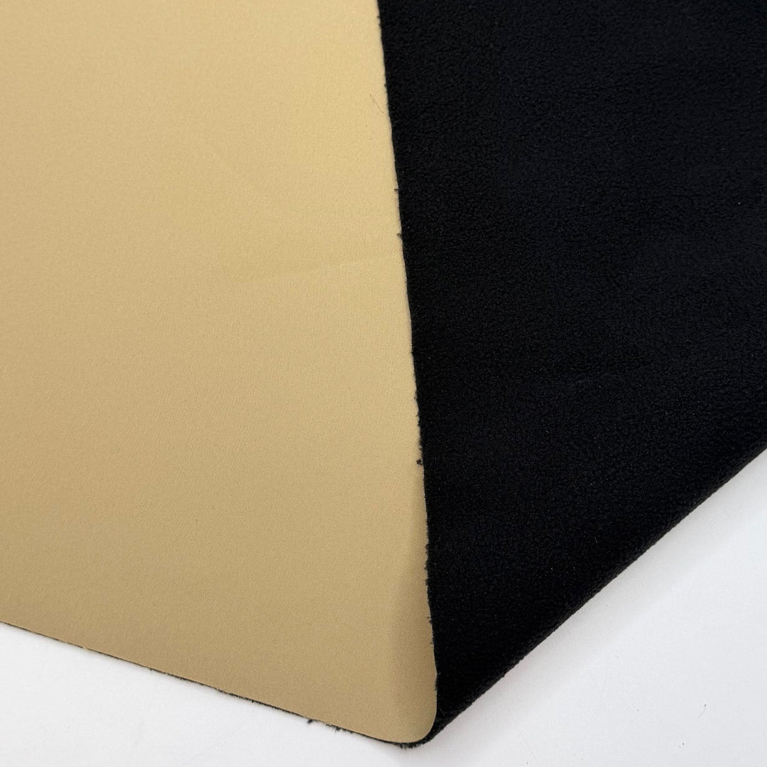 Pack The Car - Water Resistant Soft Shell Polyester Blend Knit - Light Beige/Black - 1.2M Bundle - True Deadstock fabric Fabric by private - Sustainable Textile | FABCYCLE