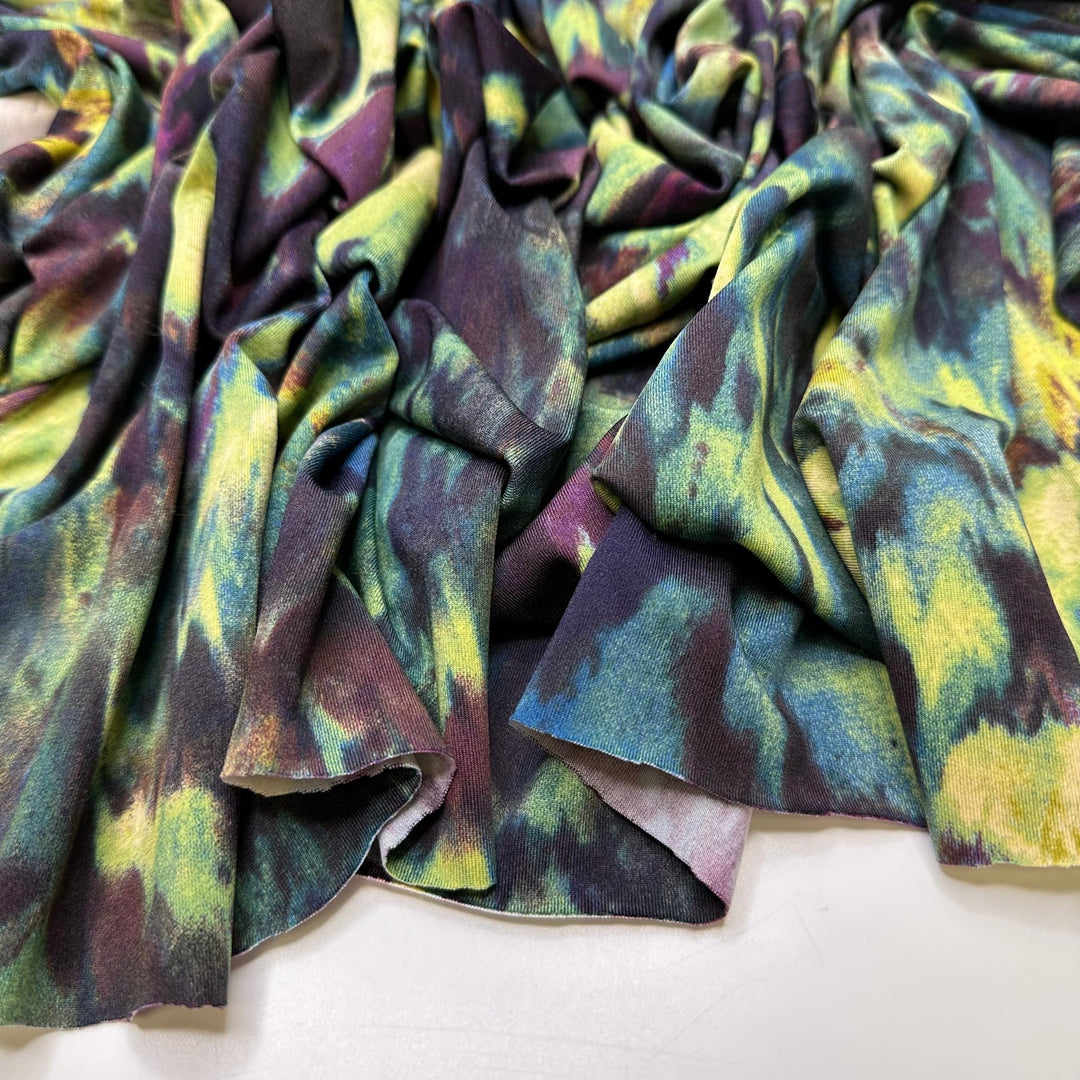 Packing Up Leftovers - Poly/Spandex Knit - Blue Multi Abstract - 1M Bundle - True Deadstock fabric Fabric by private - Sustainable Textile | FABCYCLE