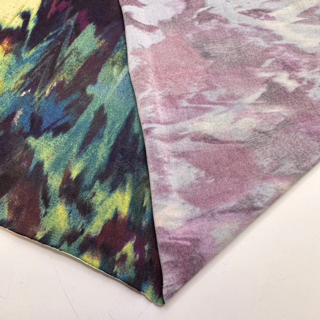 Packing Up Leftovers - Poly/Spandex Knit - Blue Multi Abstract - 1M Bundle - True Deadstock fabric Fabric by private - Sustainable Textile | FABCYCLE
