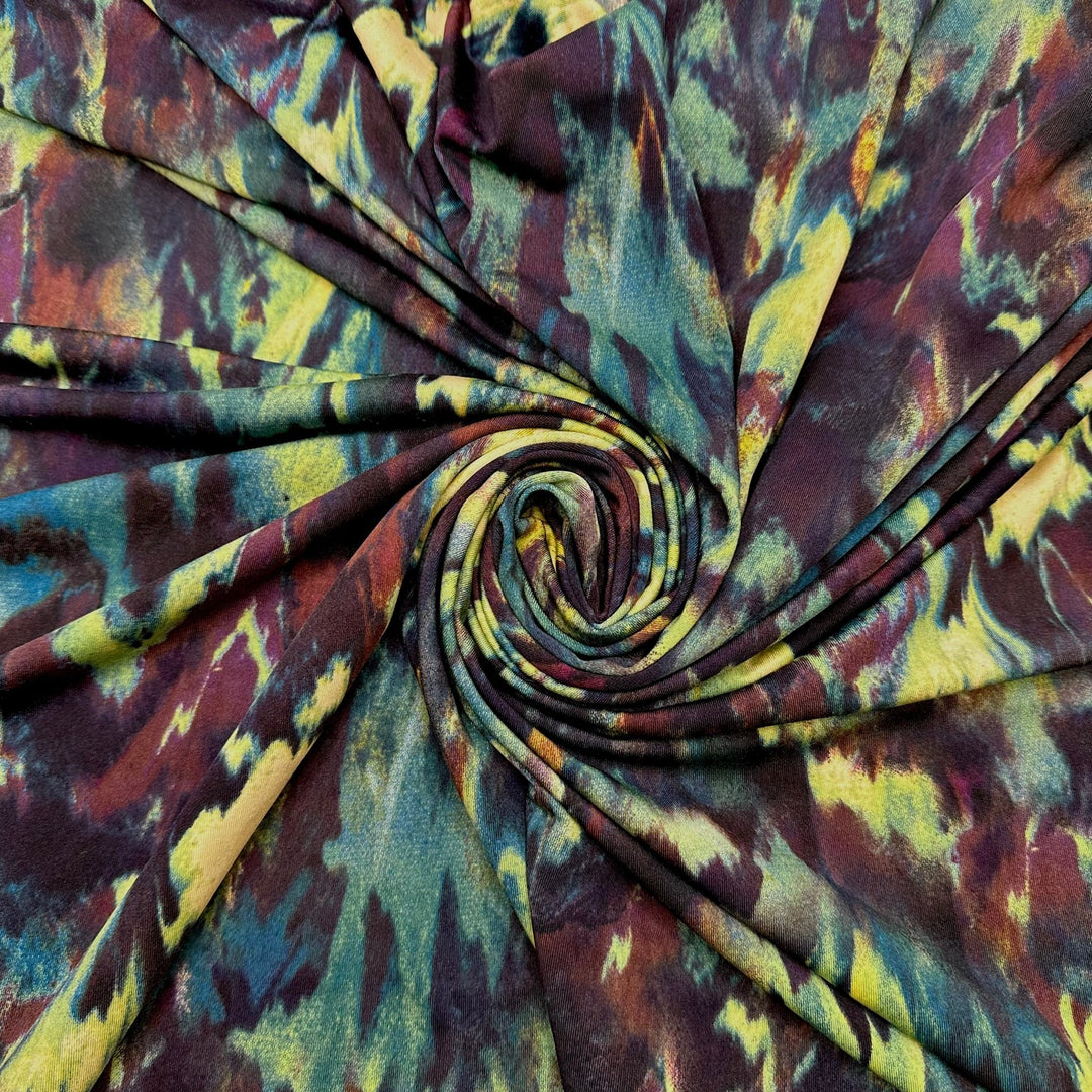 Packing Up Leftovers - Poly/Spandex Knit - Blue Multi Abstract - 1M Bundle - True Deadstock fabric Fabric by private - Sustainable Textile | FABCYCLE