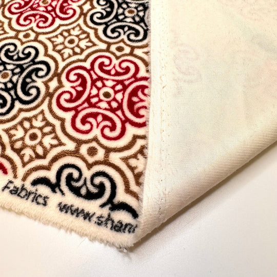 Padded Gilded Cage - Minky Polyester Blend Knit - White Multi Geometric - Bundles - True Deadstock fabric Fabric by private - Sustainable Textile | FABCYCLE