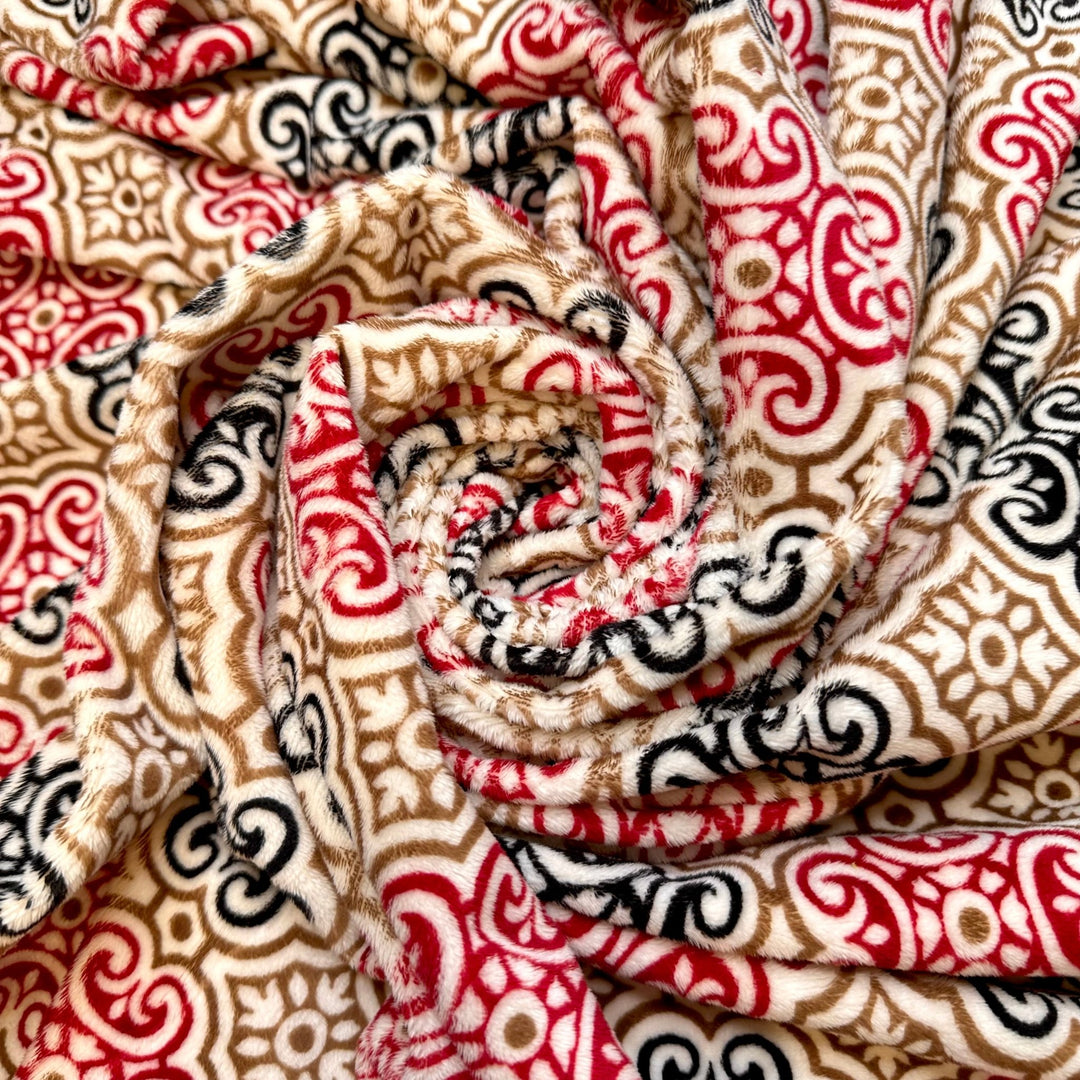 Padded Gilded Cage - Minky Polyester Blend Knit - White Multi Geometric - Bundles - True Deadstock fabric Fabric by private - Sustainable Textile | FABCYCLE