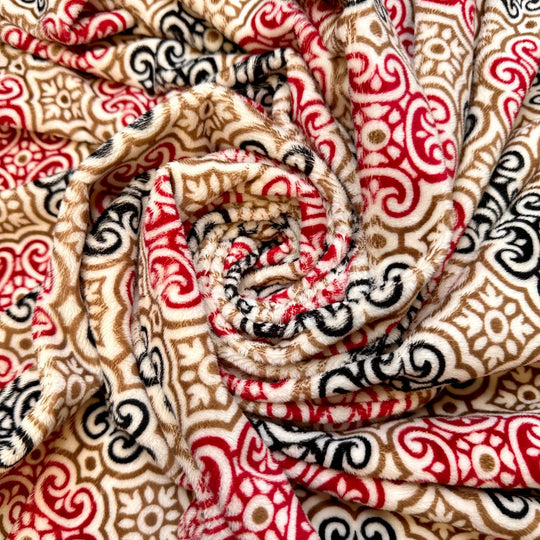 Padded Gilded Cage - Minky Polyester Blend Knit - White Multi Geometric - Bundles - True Deadstock fabric Fabric by private - Sustainable Textile | FABCYCLE