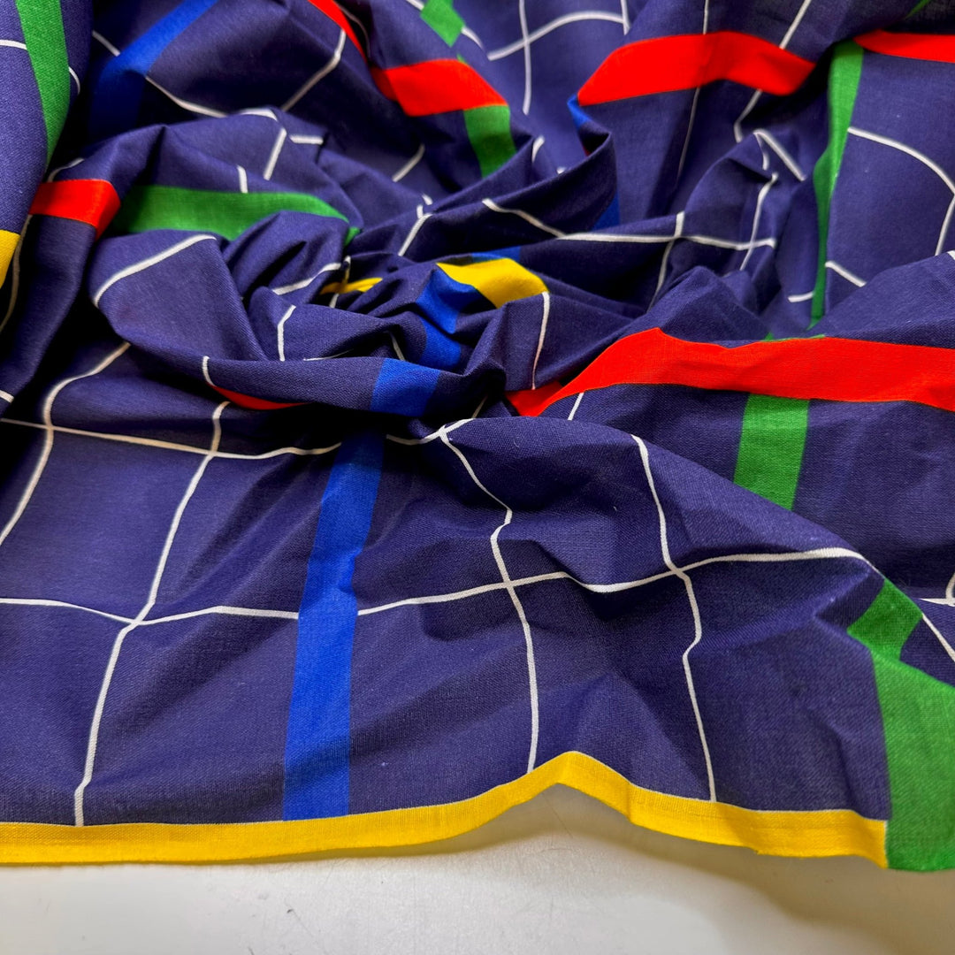 Pager Beeps - Poly/Cotton Woven - Navy Multi Plaid - 1.2M Bundle - True Deadstock fabric Fabric by private - Sustainable Textile | FABCYCLE