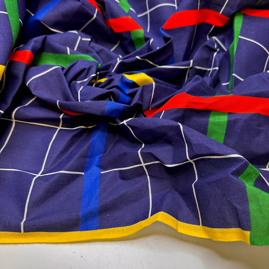 Pager Beeps - Poly/Cotton Woven - Navy Multi Plaid - 1.2M Bundle - True Deadstock fabric Fabric by private - Sustainable Textile | FABCYCLE