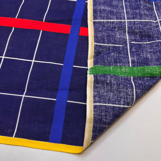Pager Beeps - Poly/Cotton Woven - Navy Multi Plaid - 1.2M Bundle - True Deadstock fabric Fabric by private - Sustainable Textile | FABCYCLE
