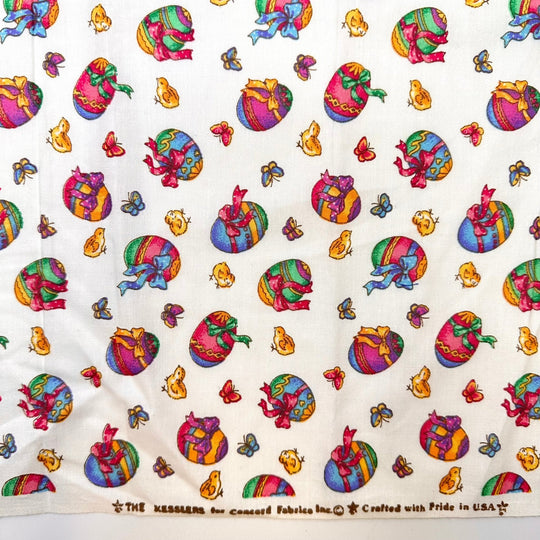 Painting Eggs - Cotton Woven - White Multi Easter - 2M Bundle - True Deadstock fabric Fabric by private - Sustainable Textile | FABCYCLE