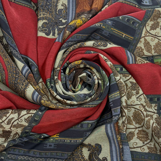 Painting In Nature - Polyester Blend Woven - Brown/Burgundy Floral - 1.9M Bundle - True Deadstock fabric Fabric by private - Sustainable Textile | FABCYCLE