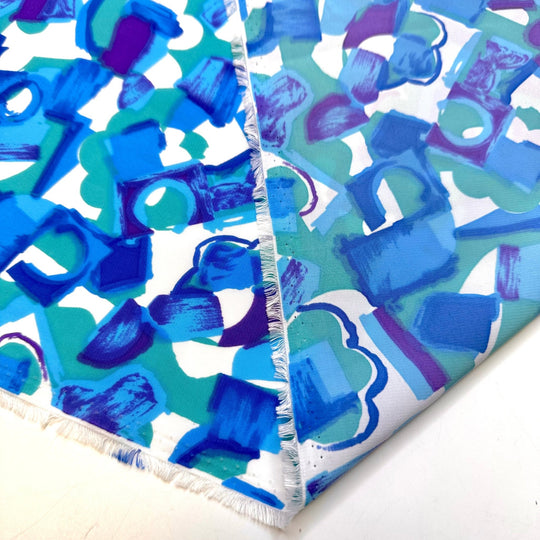 Painting the Lakes - Poly Woven - Blue Multi Floral - 1.5M Bundle - True Deadstock fabric Fabric by private - Sustainable Textile | FABCYCLE