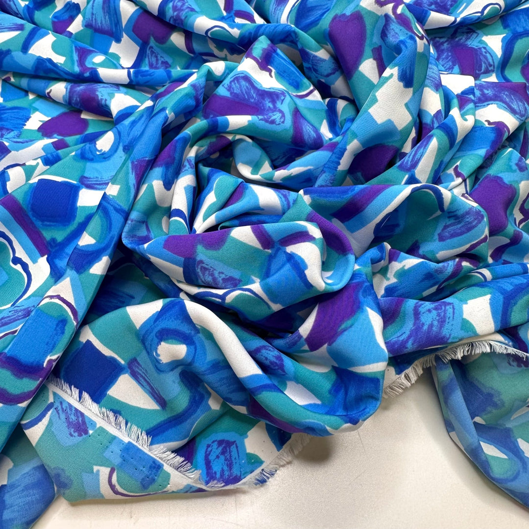 Painting the Lakes - Poly Woven - Blue Multi Floral - 1.5M Bundle - True Deadstock fabric Fabric by private - Sustainable Textile | FABCYCLE