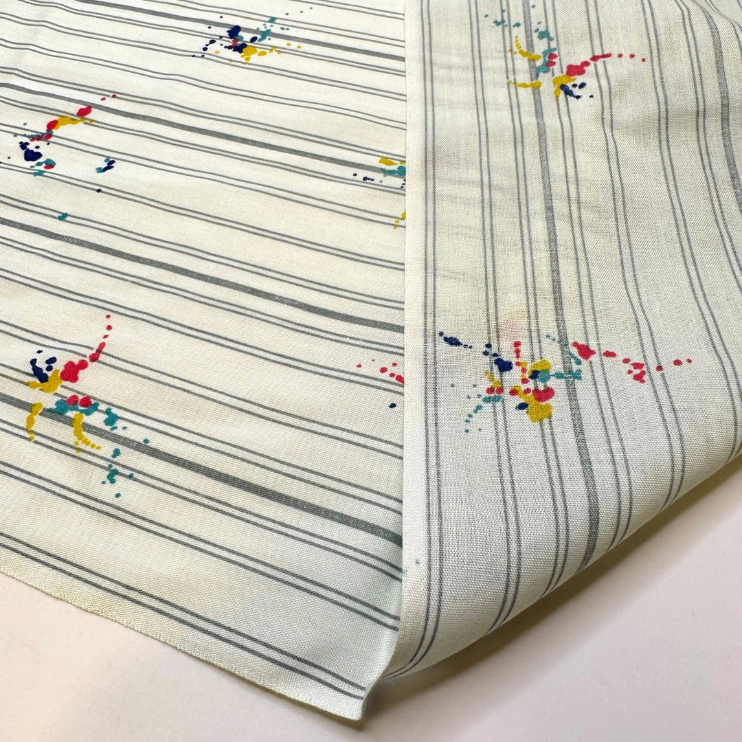 Painting With The Kids - Vintage Cotton/Poly Woven - Light Grey Multi Stripes - 2.45M Bundle - True Deadstock fabric Fabric by private - Sustainable Textile | FABCYCLE