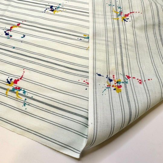 Painting With The Kids - Vintage Cotton/Poly Woven - Light Grey Multi Stripes - 2.45M Bundle - True Deadstock fabric Fabric by private - Sustainable Textile | FABCYCLE