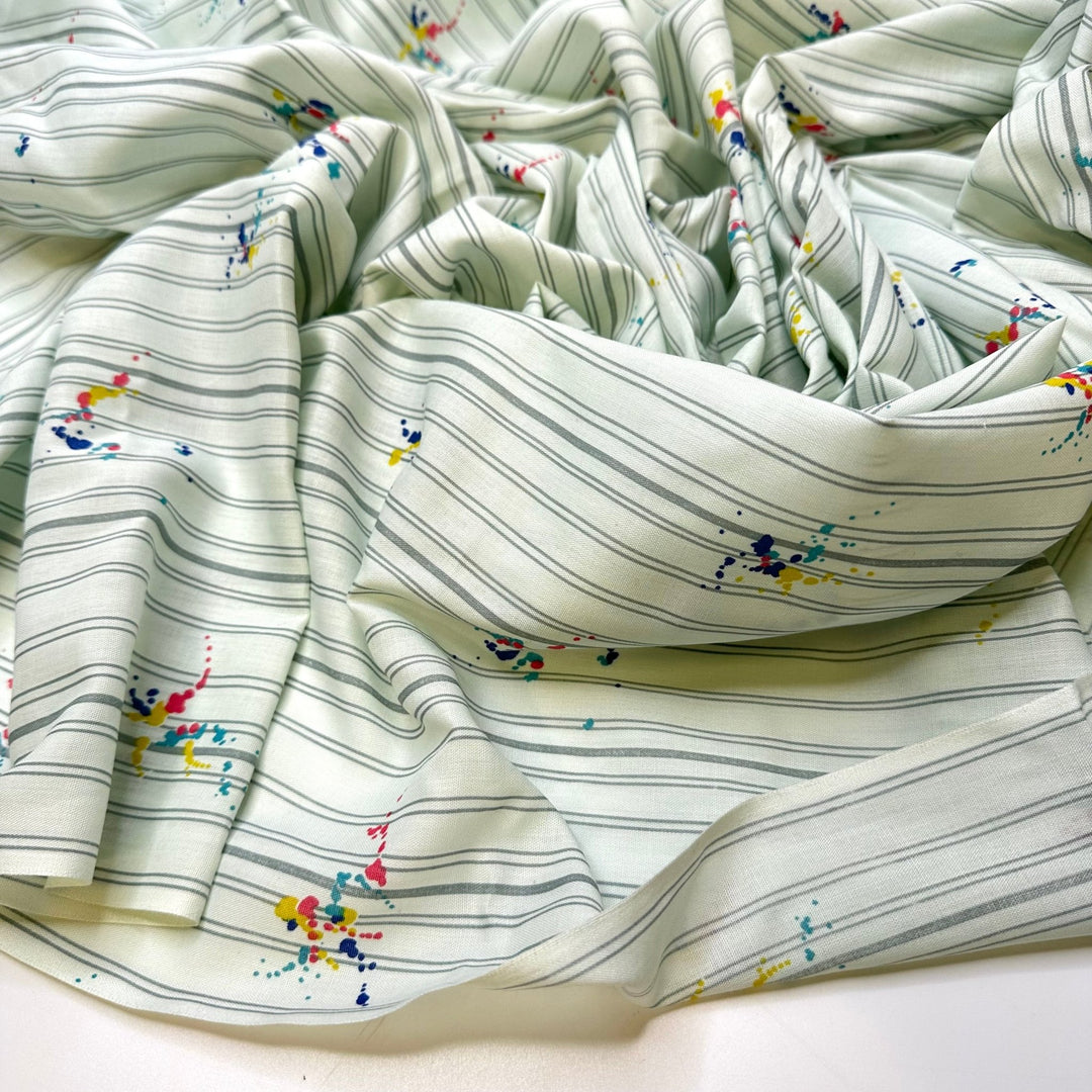 Painting With The Kids - Vintage Cotton/Poly Woven - Light Grey Multi Stripes - 2.45M Bundle - True Deadstock fabric Fabric by private - Sustainable Textile | FABCYCLE