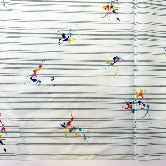 Painting With The Kids - Vintage Cotton/Poly Woven - Light Grey Multi Stripes - 2.45M Bundle - True Deadstock fabric Fabric by private - Sustainable Textile | FABCYCLE
