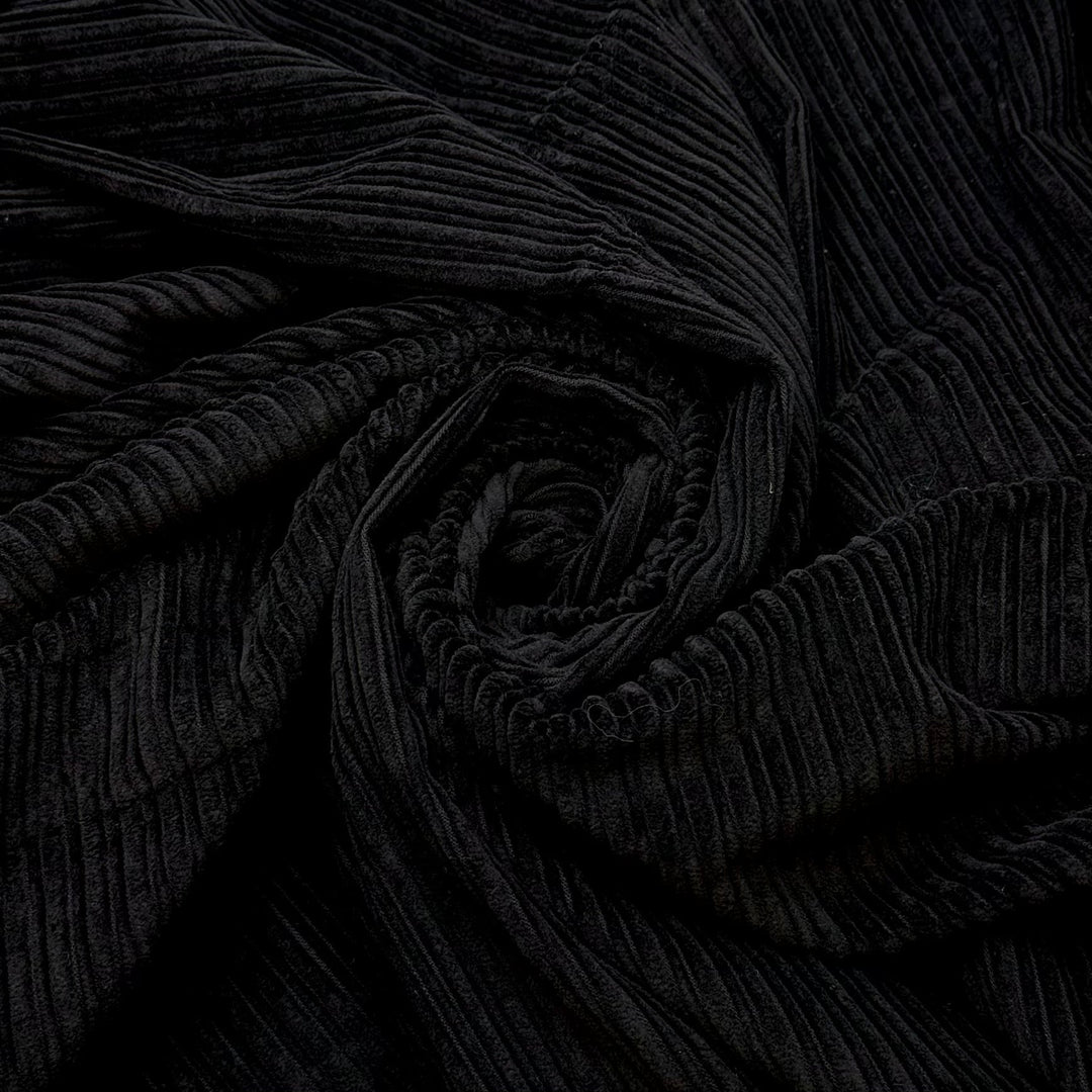 Panther Power - Corduroy Cotton/Wool Woven - Black - 1.5M Bundle - True Deadstock fabric Fabric by private - Sustainable Textile | FABCYCLE