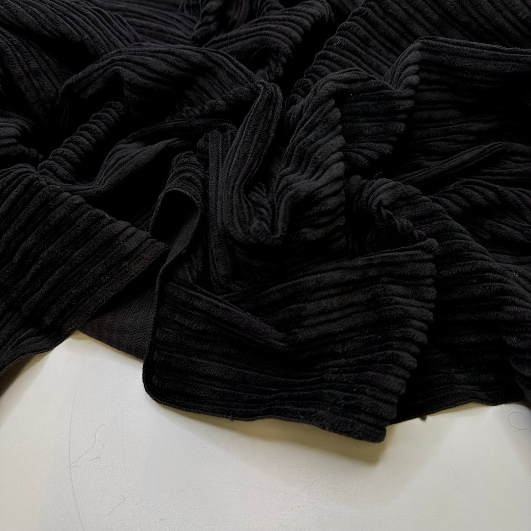 Panther Power - Corduroy Cotton/Wool Woven - Black - 1.5M Bundle - True Deadstock fabric Fabric by private - Sustainable Textile | FABCYCLE