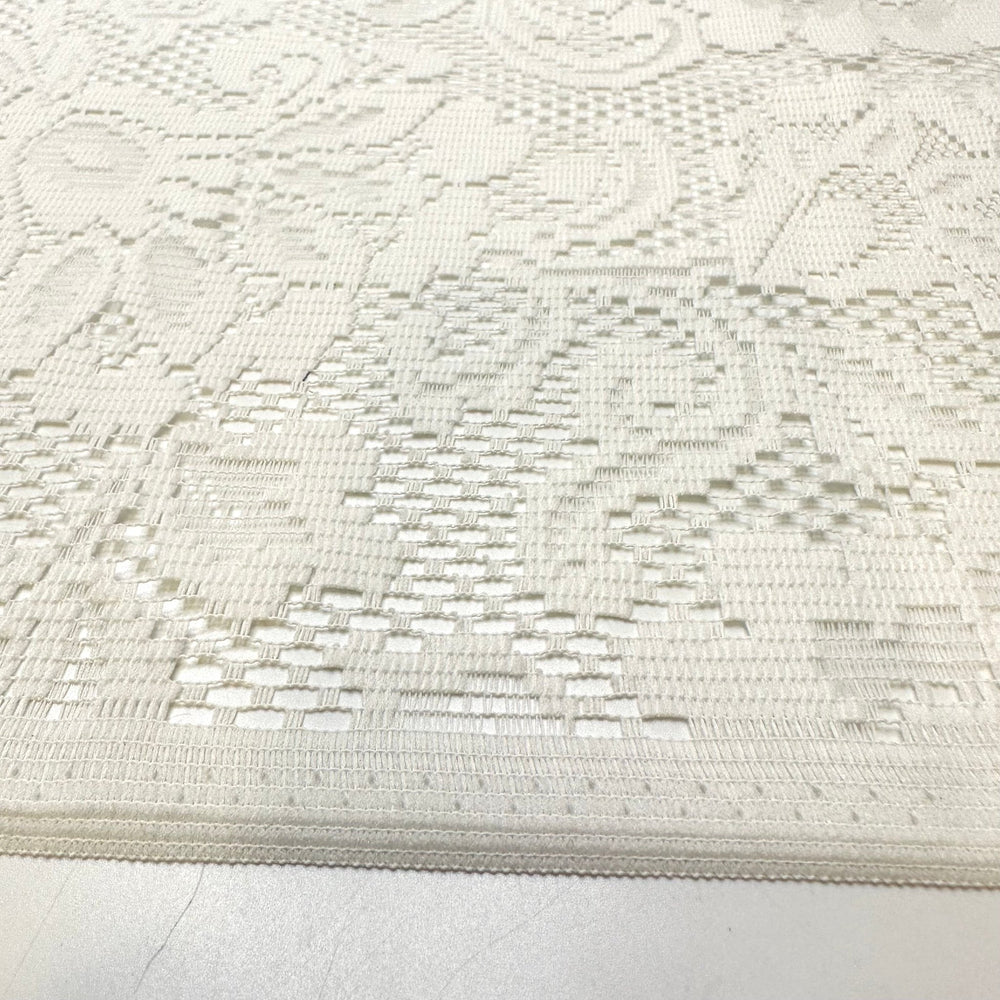 Paper Mache Masks - Lace Polyester Blend Woven - White Floral - 1.5M Bundle - True Deadstock fabric Fabric by private - Sustainable Textile | FABCYCLE