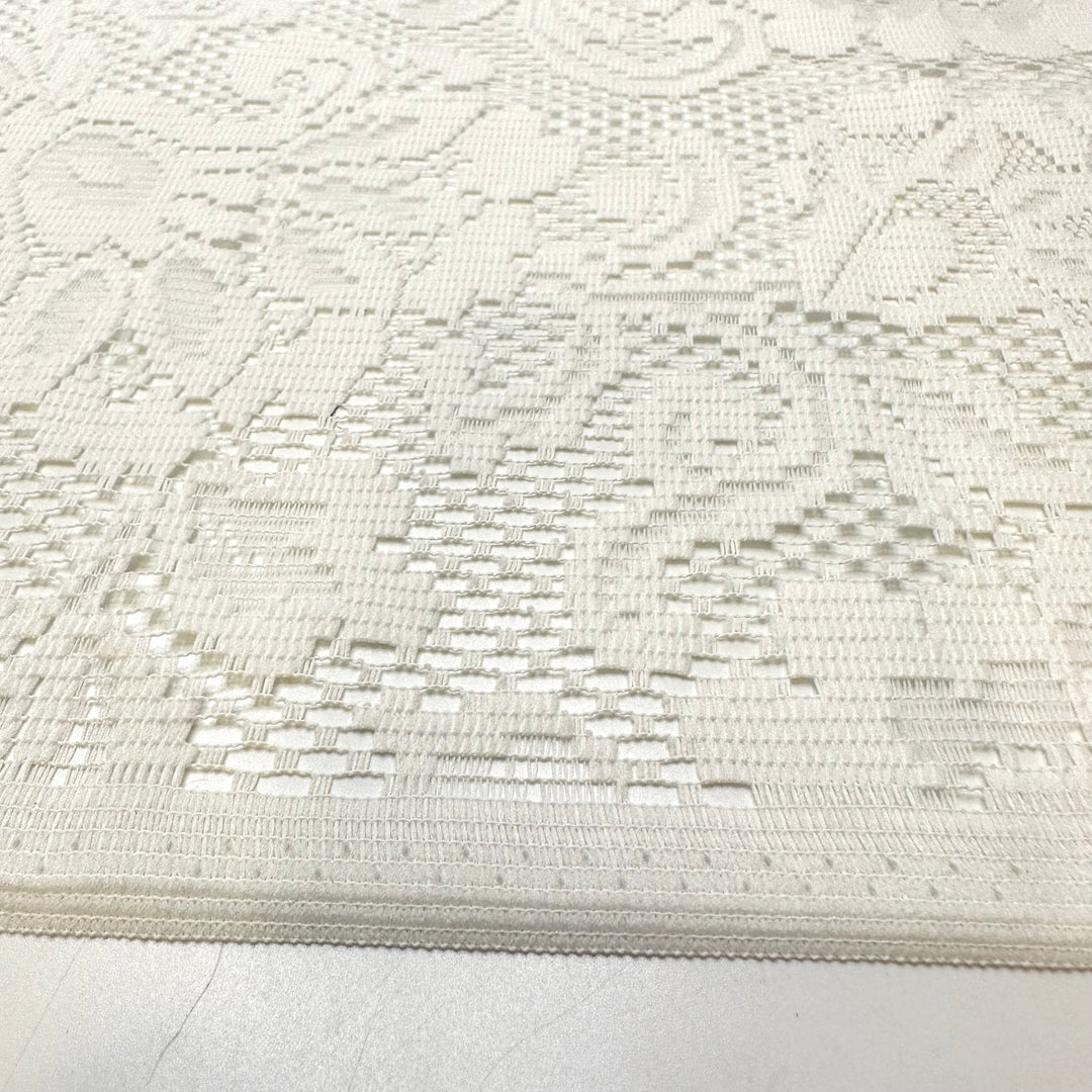Paper Mache Masks - Lace Polyester Blend Woven - White Floral - 1.5M Bundle - True Deadstock fabric Fabric by private - Sustainable Textile | FABCYCLE