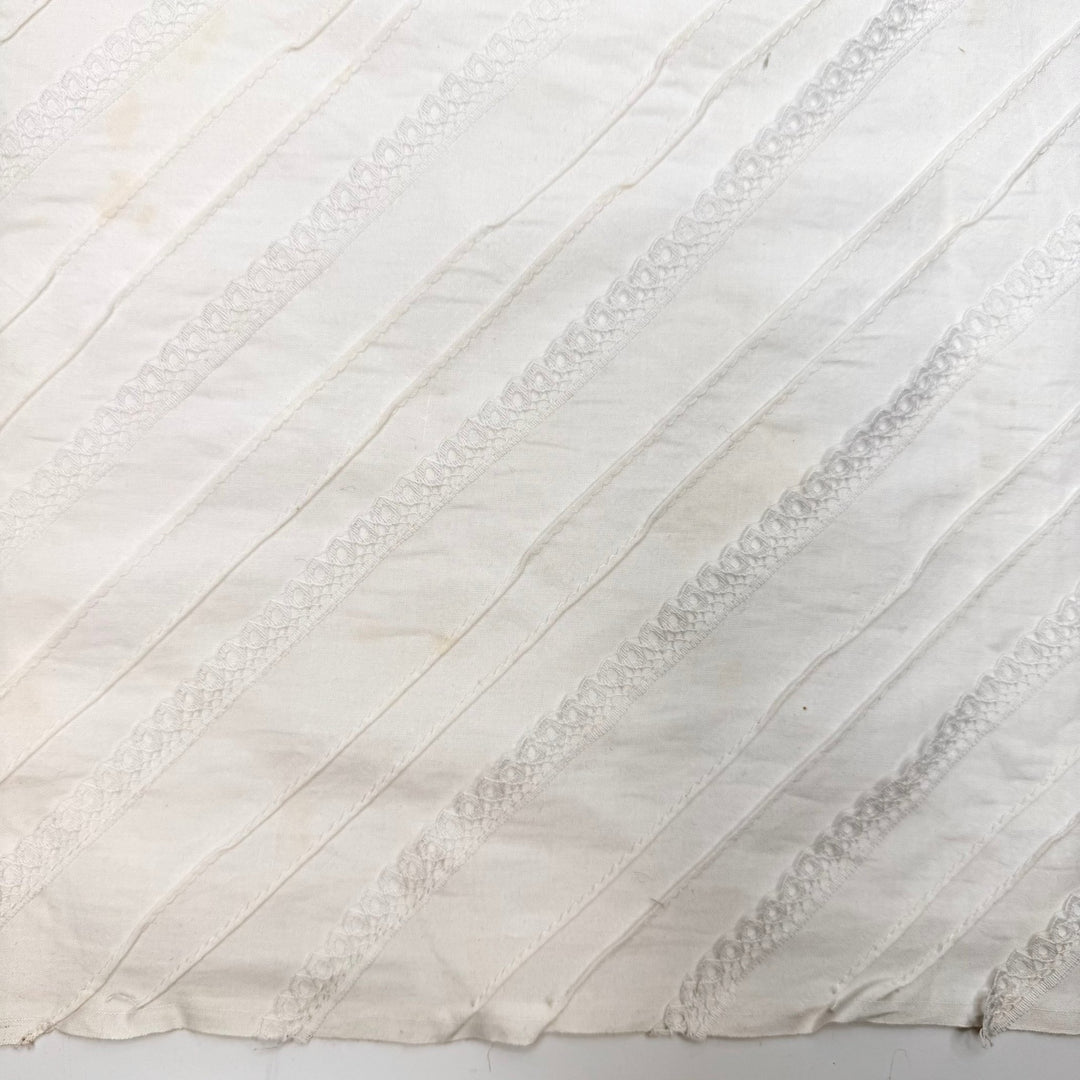 Parasol Picnic - Cotton Woven - Lace Sewn Diagonally On Fabric - White - 2.6M Bundle - True Deadstock fabric Fabric by private - Sustainable Textile | FABCYCLE