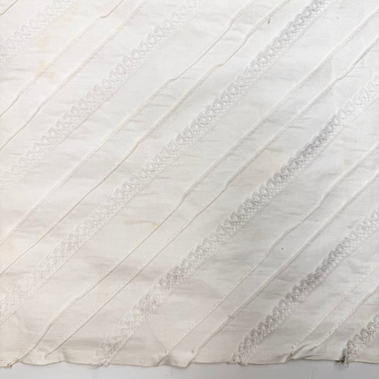 Parasol Picnic - Cotton Woven - Lace Sewn Diagonally On Fabric - White - 2.6M Bundle - True Deadstock fabric Fabric by private - Sustainable Textile | FABCYCLE
