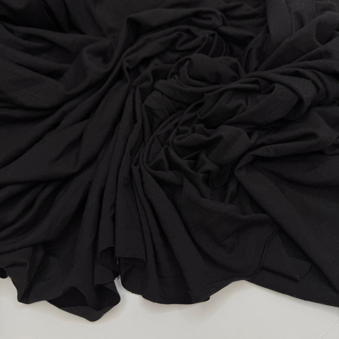Party At The Food Forest - Jersey Cotton/Rayon Knit - Black - 2.3M Bundle - True Deadstock fabric Fabric by private - Sustainable Textile | FABCYCLE