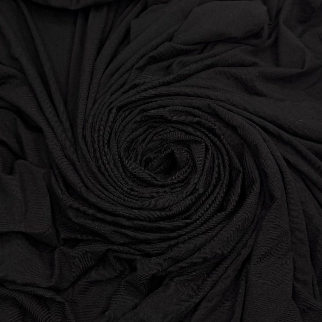 Party At The Food Forest - Jersey Cotton/Rayon Knit - Black - 2.3M Bundle - True Deadstock fabric Fabric by private - Sustainable Textile | FABCYCLE