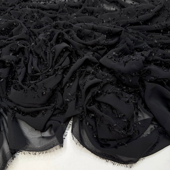 Party Games - Chiffon Polyester Blend Woven - Black - 3.25M Bundle - True Deadstock fabric Fabric by private - Sustainable Textile | FABCYCLE