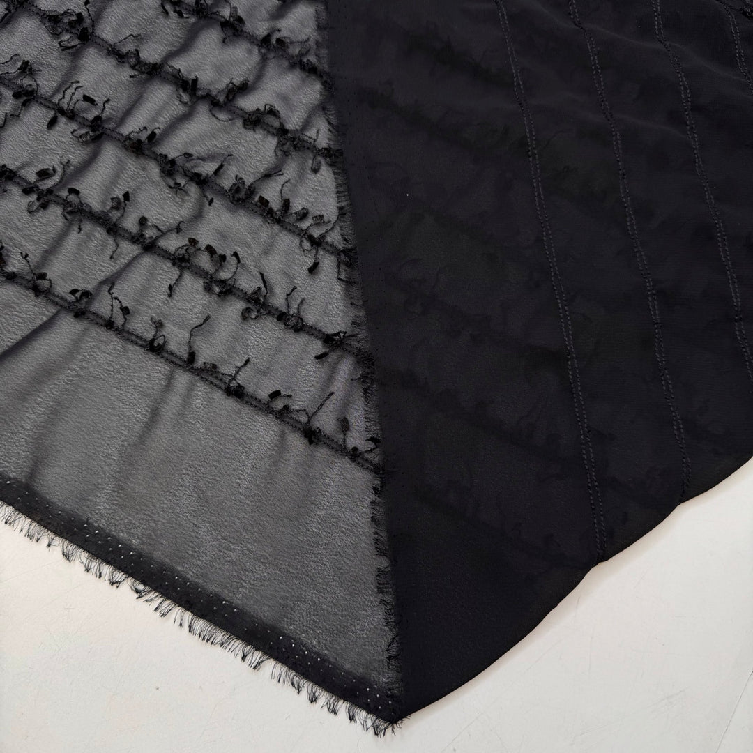 Party Games - Chiffon Polyester Blend Woven - Black - 3.25M Bundle - True Deadstock fabric Fabric by private - Sustainable Textile | FABCYCLE