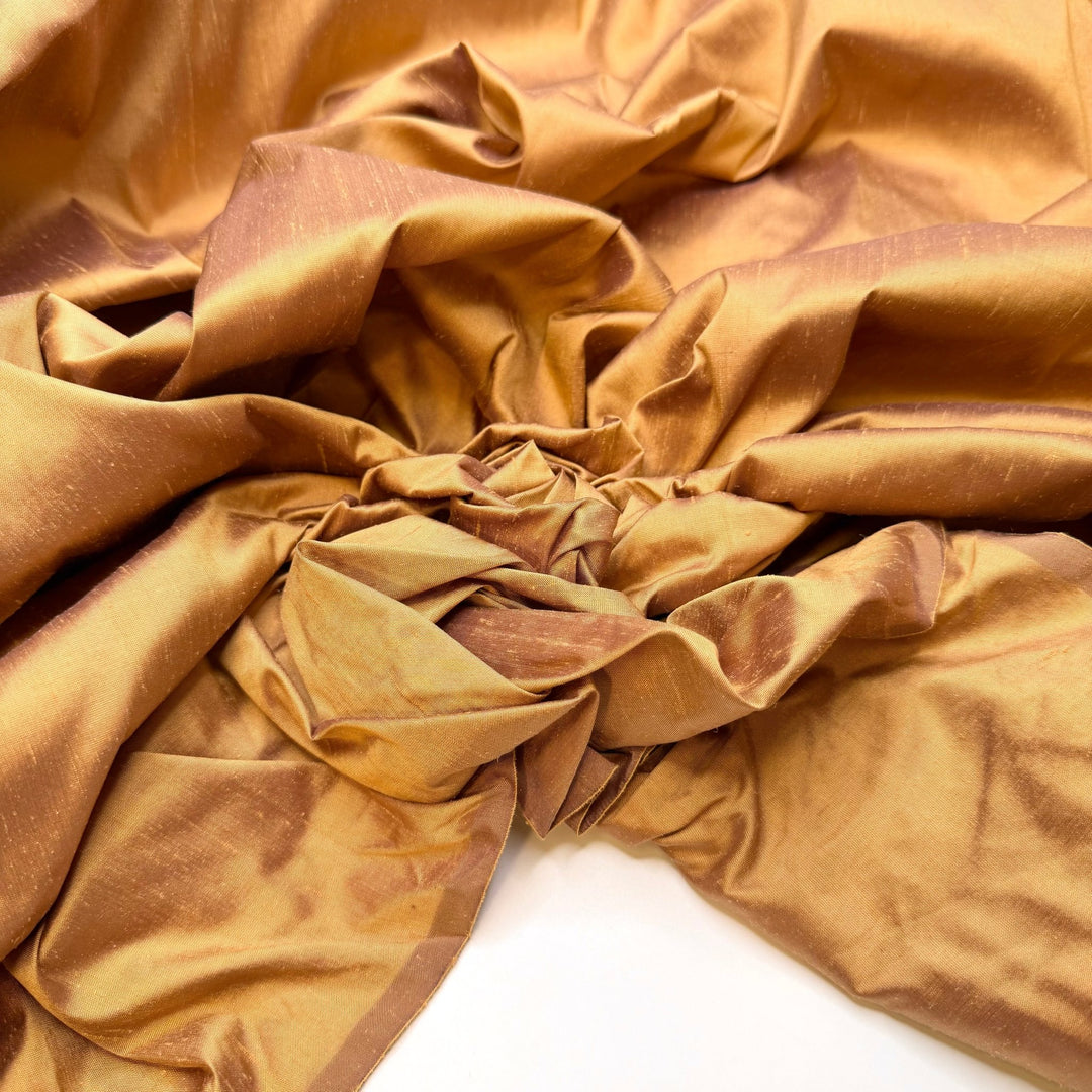 Party Planning Perfection - Slub Silk Woven - Dark Gold - Bundles - True Deadstock fabric Fabric by private - Sustainable Textile | FABCYCLE