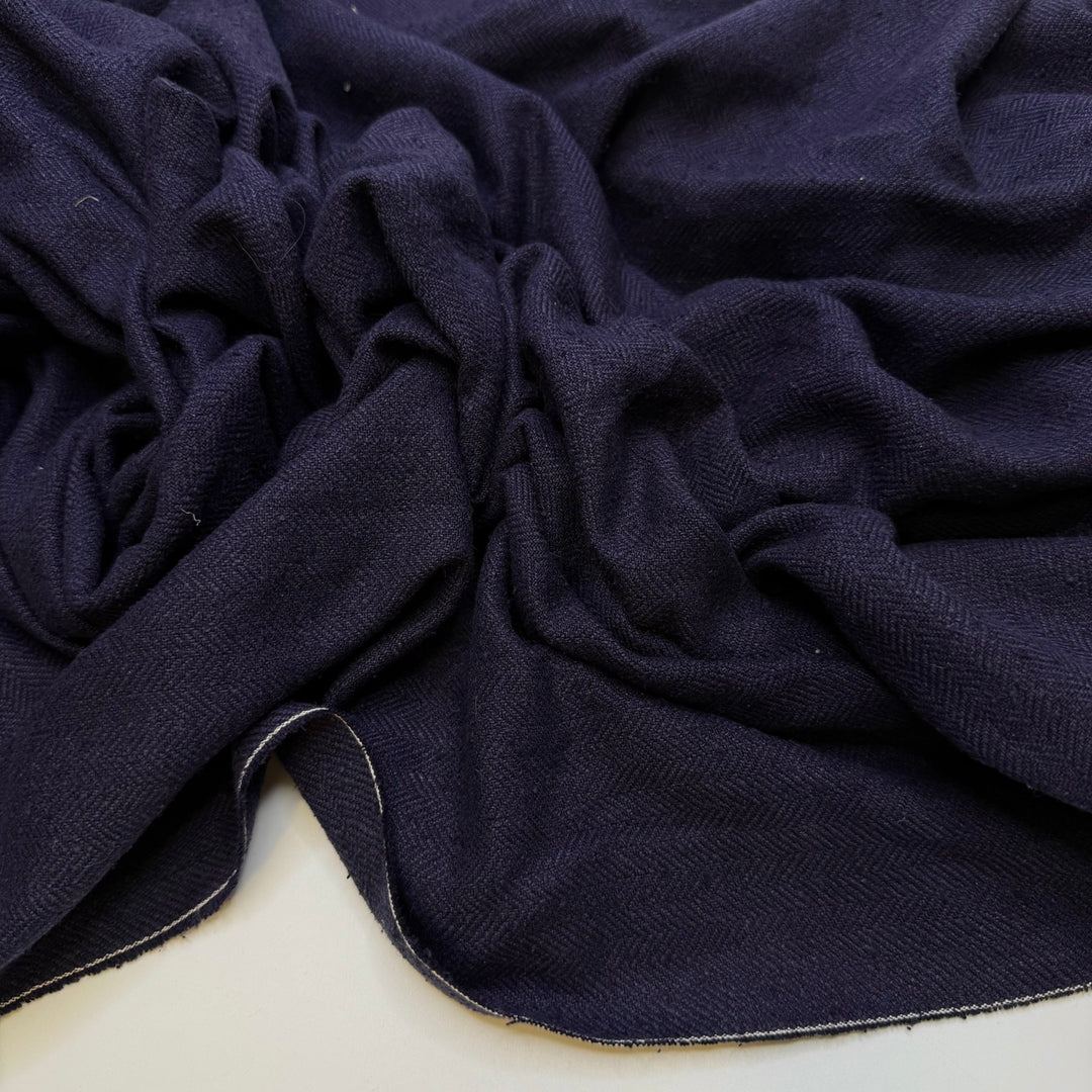 Partying With The CEO - Twill Weave Wool Woven - Navy - 1.35M Bundle - True Deadstock fabric Fabric by private - Sustainable Textile | FABCYCLE