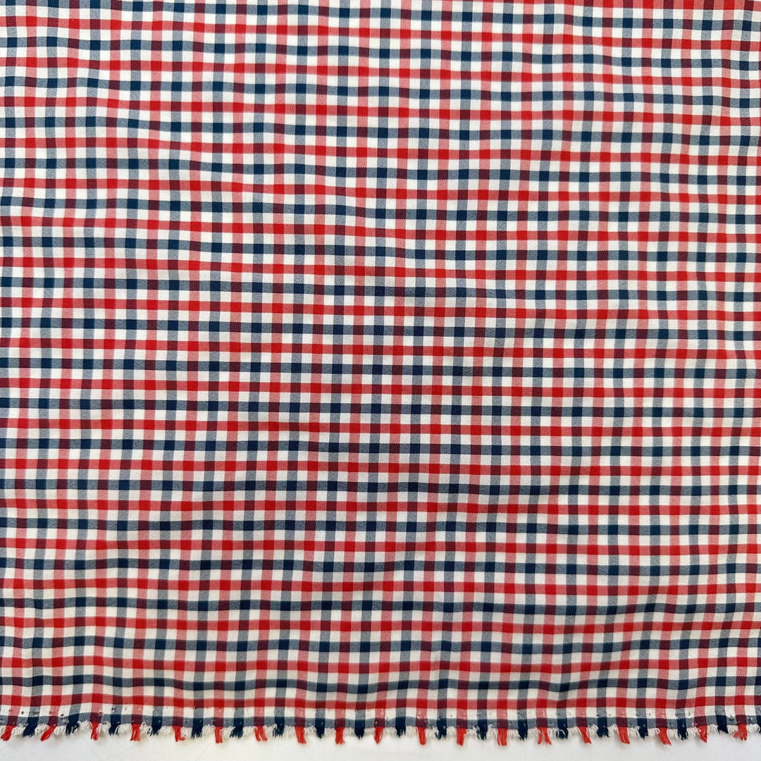 Pattern Matching - Waxed Poly Woven - Red/Navy Plaid - 1.9M Bundle - True Deadstock fabric Fabric by private - Sustainable Textile | FABCYCLE