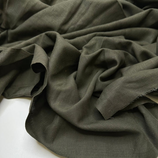 Peace Of Mind - Linen Woven - Dark Olive Green - 2.4M Bundle - True Deadstock fabric Fabric by private - Sustainable Textile | FABCYCLE