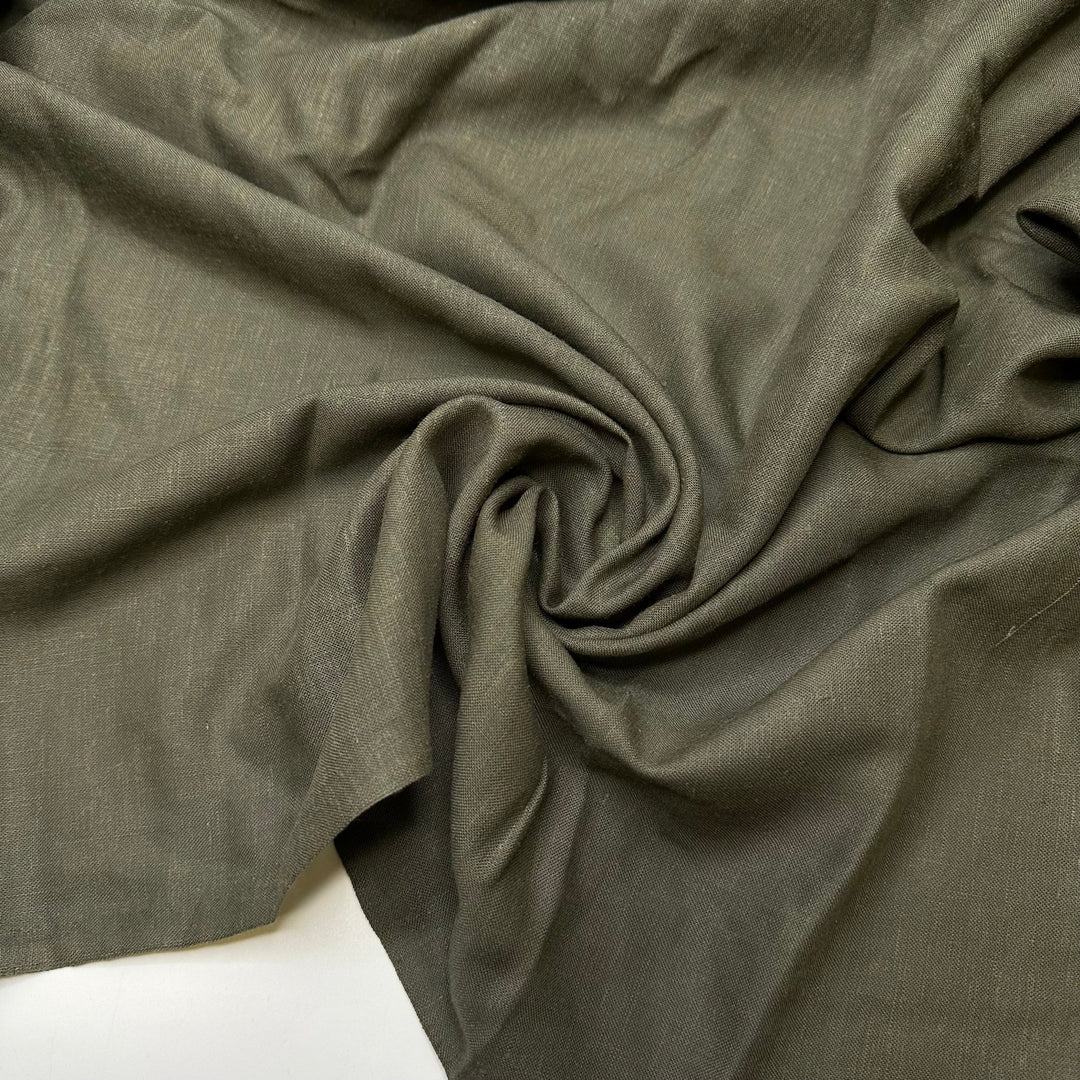Peace Of Mind - Linen Woven - Dark Olive Green - 2.4M Bundle - True Deadstock fabric Fabric by private - Sustainable Textile | FABCYCLE