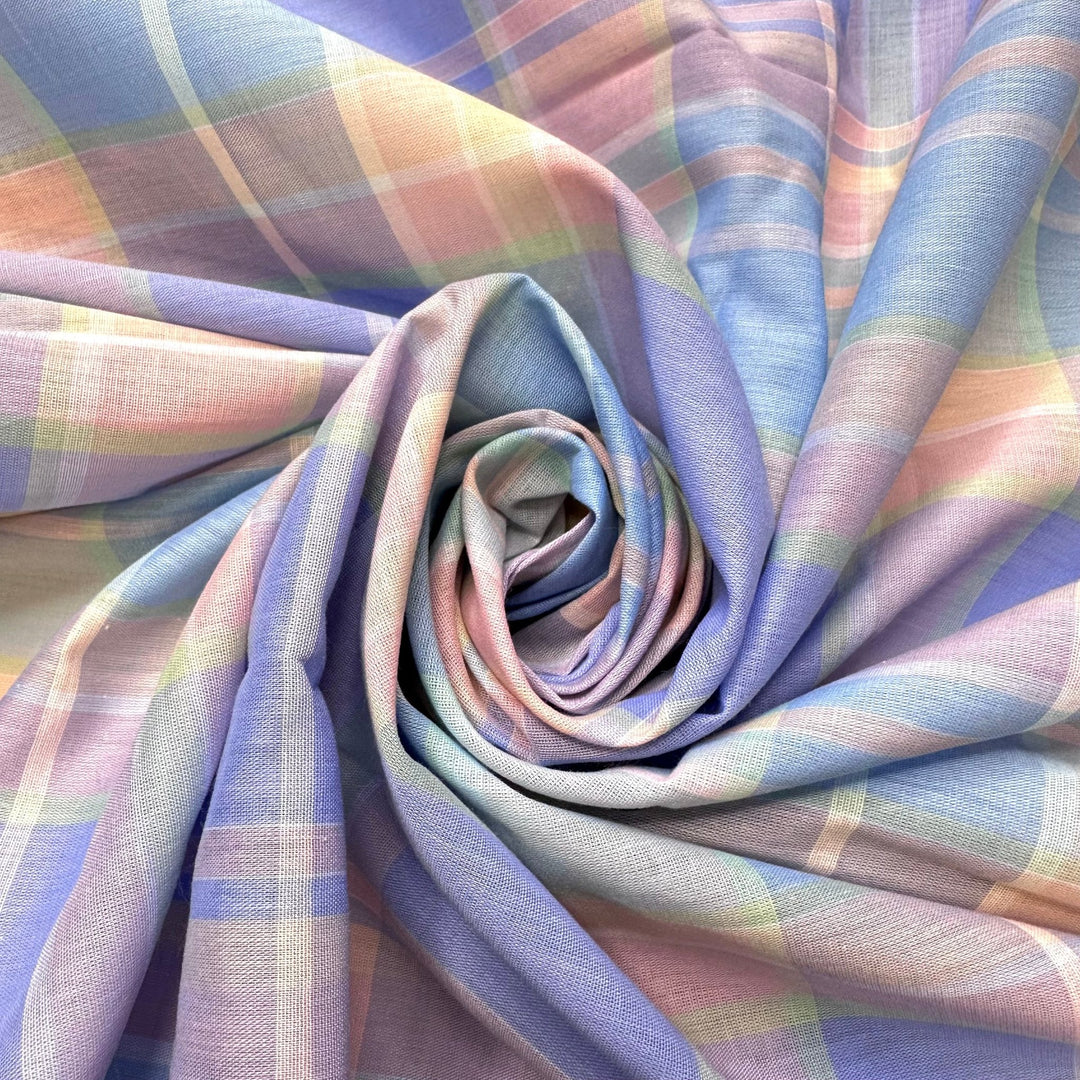 Peaceful Dreams - Vintage Cotton Blend Woven - Pastels Plaid - 2.85M Bundle - True Deadstock fabric Fabric by private - Sustainable Textile | FABCYCLE