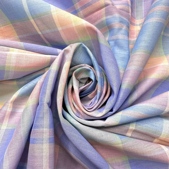 Peaceful Dreams - Vintage Cotton Blend Woven - Pastels Plaid - 2.85M Bundle - True Deadstock fabric Fabric by private - Sustainable Textile | FABCYCLE