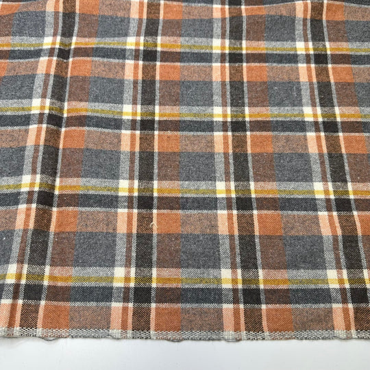 Peach Smoothie - Wool Blend Woven - Grey Peach Plaid - 1.2M Bundle - True Deadstock fabric Fabric by private - Sustainable Textile | FABCYCLE