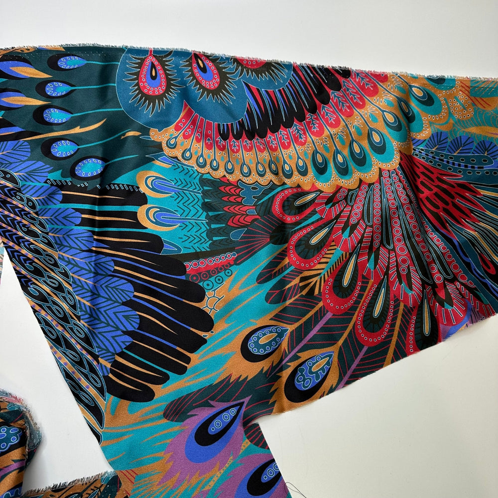 Peacock Proud - Off Cut Pieces Satin Silk Woven - Multi Peacock - 0.35 Lb Bag - True Deadstock fabric Fabric by private - Sustainable Textile | FABCYCLE