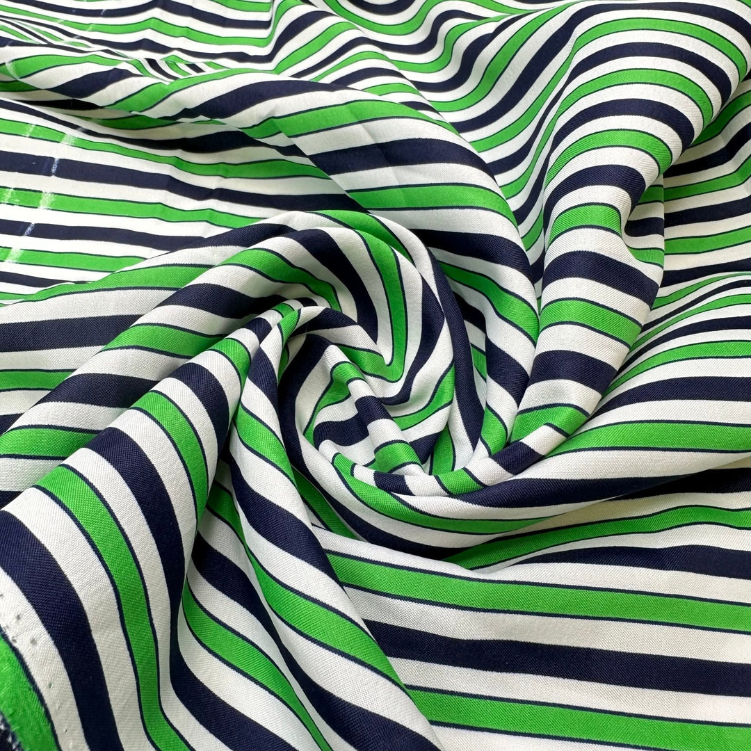 Peppermint Liquor - Poly Woven - Green Navy White Stripes - 1.35M Bundle - True Deadstock fabric Fabric by private - Sustainable Textile | FABCYCLE