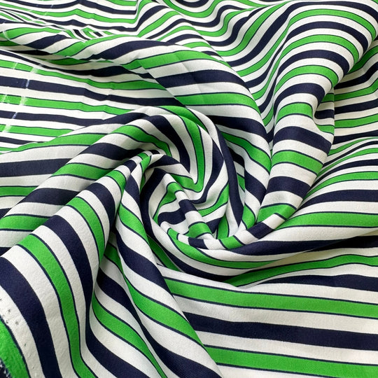 Peppermint Liquor - Poly Woven - Green Navy White Stripes - 1.35M Bundle - True Deadstock fabric Fabric by private - Sustainable Textile | FABCYCLE