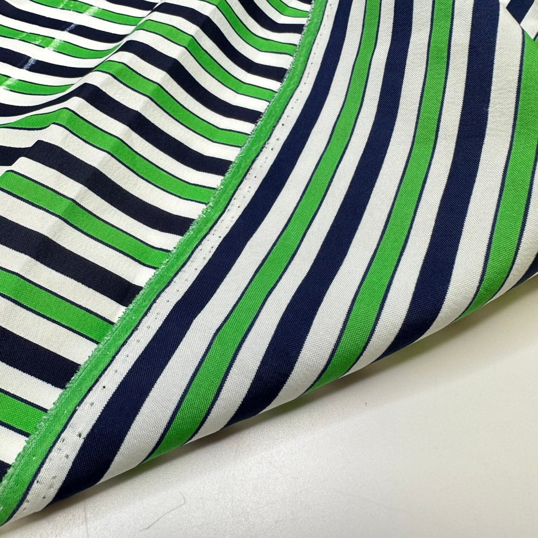 Peppermint Liquor - Poly Woven - Green Navy White Stripes - 1.35M Bundle - True Deadstock fabric Fabric by private - Sustainable Textile | FABCYCLE