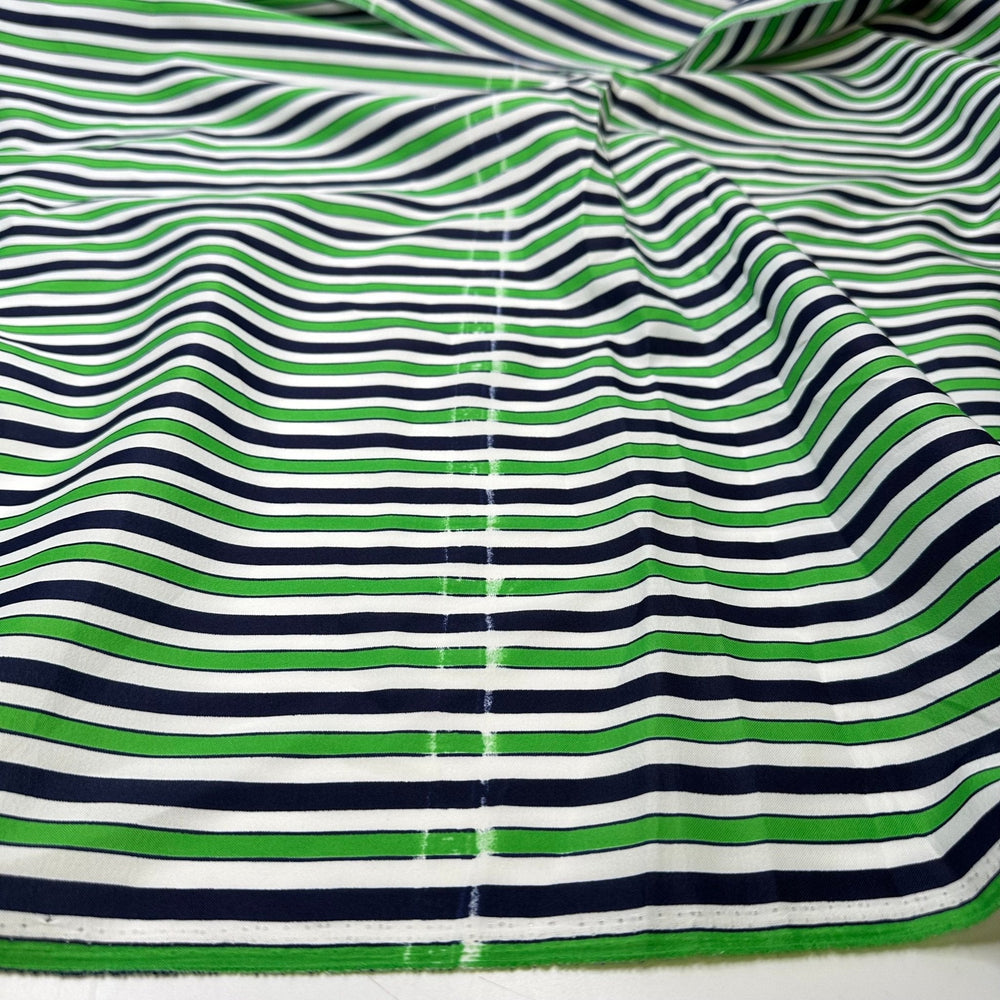 Peppermint Liquor - Poly Woven - Green Navy White Stripes - 1.35M Bundle - True Deadstock fabric Fabric by private - Sustainable Textile | FABCYCLE