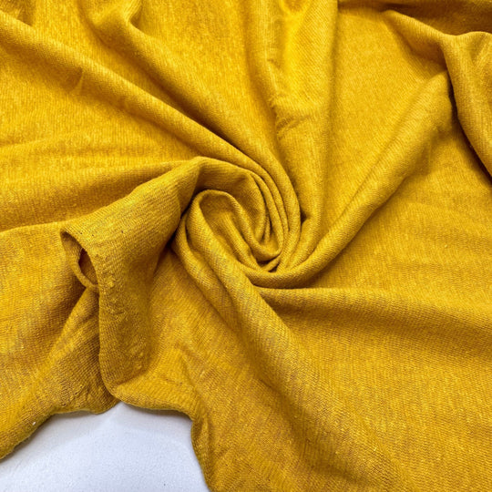 Perfect Mustard Glaze - Jersey Linen Blend Knit - Yellow - 2M Bundle - True Deadstock fabric Fabric by private - Sustainable Textile | FABCYCLE