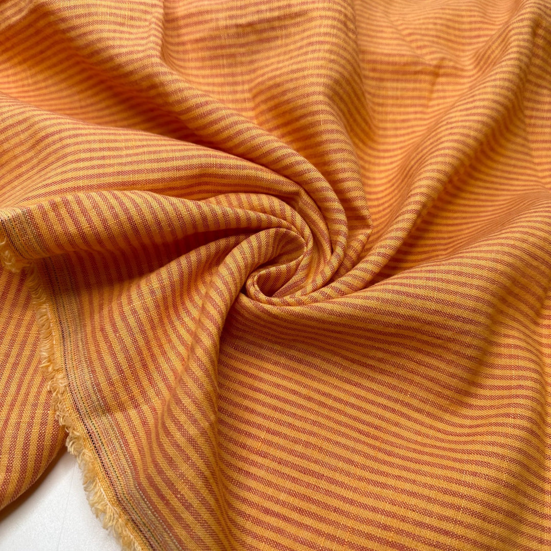 Perfect Sunset - Linen Woven - Light Red/Orange Stripes - 1.3M Bundle - True Deadstock fabric Fabric by private - Sustainable Textile | FABCYCLE