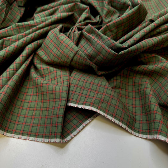 Perfectly Wrapped Gifts - Cotton Woven - Green/Red Plaid - Bundles - True Deadstock fabric Fabric by private - Sustainable Textile | FABCYCLE