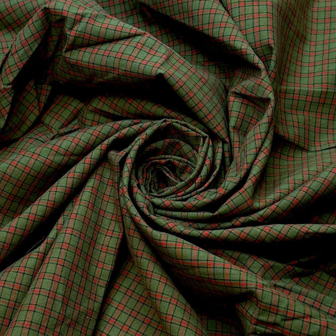 Perfectly Wrapped Gifts - Cotton Woven - Green/Red Plaid - Bundles - True Deadstock fabric Fabric by private - Sustainable Textile | FABCYCLE