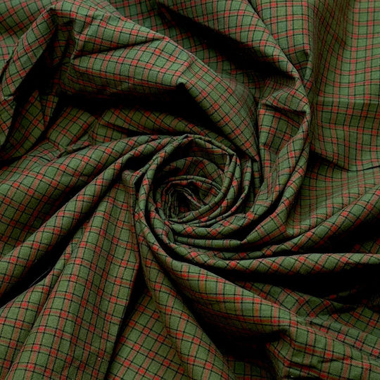 Perfectly Wrapped Gifts - Cotton Woven - Green/Red Plaid - Bundles - True Deadstock fabric Fabric by private - Sustainable Textile | FABCYCLE