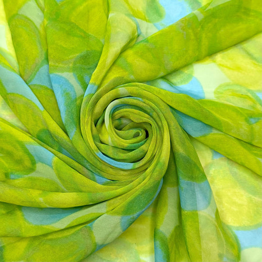 Peridot - Chiffon Silk Woven - Light Green/Blue Abstract - 0.9M Bundle - True Deadstock fabric Fabric by private - Sustainable Textile | FABCYCLE