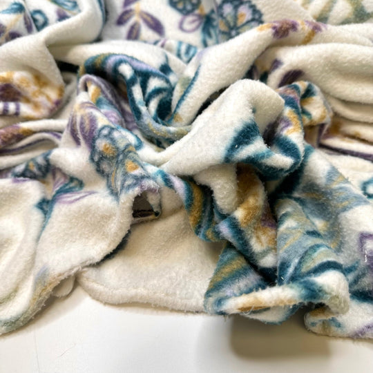 Perk Up - Fleece Poly Knit - White Multi Floral - 3M Bundle - True Deadstock fabric Fabric by private - Sustainable Textile | FABCYCLE