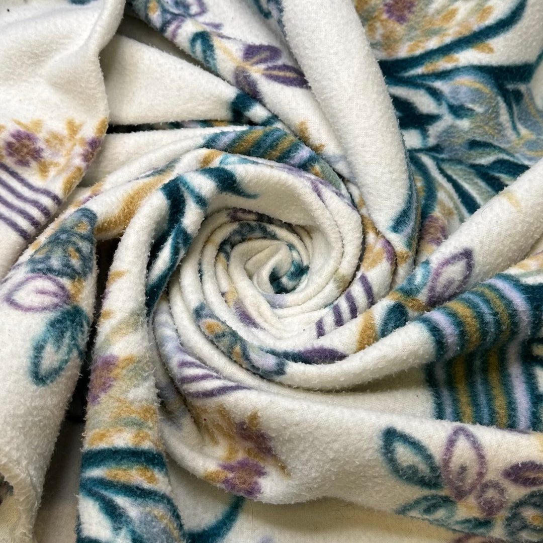 Perk Up - Fleece Poly Knit - White Multi Floral - 3M Bundle - True Deadstock fabric Fabric by private - Sustainable Textile | FABCYCLE