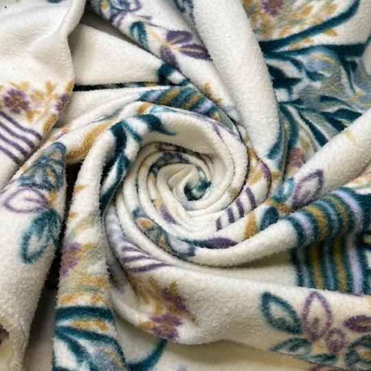 Perk Up - Fleece Poly Knit - White Multi Floral - 3M Bundle - True Deadstock fabric Fabric by private - Sustainable Textile | FABCYCLE